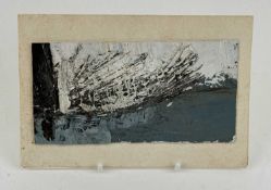 GWILYM PRICHARD (1931-2015) oil on paper - abstract, unsigned, 7 x 13.5cms, mounted as a Christmas