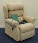 MODERN OAK TREE MOBILITY RISE & RECLINE ARMCHAIR, upholstered in beige fabric, with original