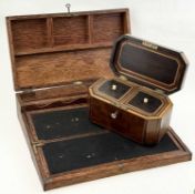 ANGLO INDIAN REEDED SNAKEWOOD WRITING BOX, interior fitted with fold-out writing slope, lidded