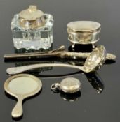 SILVER & OTHER COLLECTABLES, including small oval ring box with hinged cover, sovereign holder,