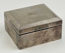 ELIZABETH II RECTANGULAR SILVER CIGARETTE BOX, cover with engine turned decoration, A.L. Davenport