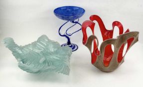 20TH CENTURY GLASSWARE, comprising Jozefina Krosno, Poland, hand-blown pulled orange and brown