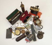 BARNES & MORRIS MARCHING COMPASS, no. 13172, marked '1917', lacquered case with leather outer