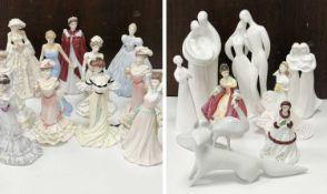LARGE ASSORTMENT OF FIGURINES, including Royal Doulton, Royal Dux, Coalport, etc. Provenance: