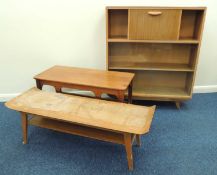 1960s WALNUT SECRETAIRE BOOKCASE, 107 (h) x 91cms (w); together with a 1960s coffee table; and a