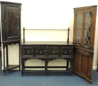 GEORGE V EBONISED OAK DRESSER in the Jacobean revival style, 138 (w) x 47.5cms (d); together with