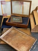 ASSORTED ITEMS, including pitch pine staggered two-tier wall shelf, 60cms (h); mahogany framed