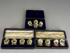 FINE EDWARDIAN SILVER & ENAMEL GAME BIRD MENU CARD HOLDERS, twelve, Sampson Mordan & Co. Ltd.,