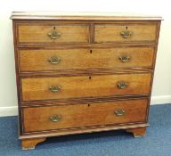 LATE GEORGE III OAK & MAHOGANY BANDED CHEST OF DRAWERS, c. 1810, 102 (h) x 110 (w) x 53cms (d)