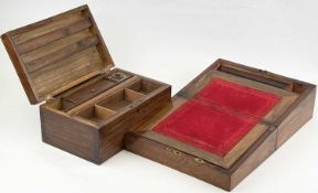TWO 19TH CENTURY WRITING BOXES, walnut box, fitted interior with writing slope, 15 (h) x 30 (w) x