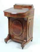 VICTORIAN BURR WALNUT AND AMBOYNA DAVENPORT, circa 1860, the top with lift up stationery