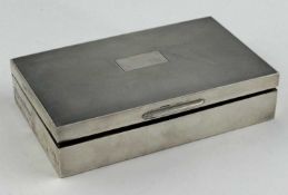 ELIZABETH II RECTANGULAR SILVER CIGARETTE BOX, cover with engine turned decoration, Frederick Field,