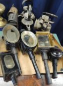 ASSORTMENT OF VINTAGE LAMPS, including handheld railway lamp, BR (W), 26cms (h); Oldfield '