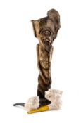 TWO MEERSCHAUM PIPES & AN ETHNOGRAPHIC CARVED BONE FIGURE, pipes featuring semi-nude females, bone