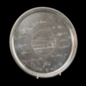 WELSH INDUSTRY INTEREST: MODERN PRESENTATION SILVER WAITER, Barker Ellis Silver Co., Birmingham