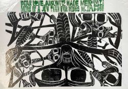 ‡ PAUL PETER PIECH (American, lived / worked Wales 1920-1996) woodcut prints - quote from Poet Danny