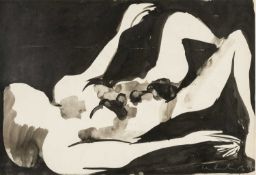 ‡ CERI RICHARDS CBE ink wash - reclining figure, signed and dated 1958, 38 x 56cms Provenance: