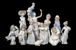 LLADRÓ AND NAO FIGURINES consisting of three Lladró pieces, one from the Daisa range 1998 and two