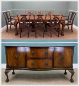 VICTORIAN STYLE MAHOGANY DINING SUITE, comprising extending dining table, 76(h) x 142 (w) (plus