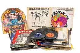 ASSORTED ROCK, POP & EASY LISTENING 33 RPM ALBUMS, together with group of old 78 rpm and 45 rpm