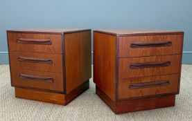 PAIR OF MID-CENTURY G-PLAN TEAK FRESCO BEDSIDE TABLES, 53 (h) x 48 (w) x 45cms (d) (2) Provenance: