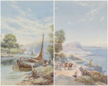 THOMAS CHARLES LEESON ROWBOTHAM (1823-1875) watercolours - 'Near Miseno, Bay of Naples', and 'At