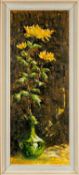 CHARLES WYATT WARREN (1908-1993) oil on board - entitled verso 'Chrysanthemums', still life study of
