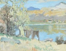 ATTRIBUTED TO JACK WRIGHT (1919-1994), oil on board - Lakeland landscape with dinghy, signed 'Jac