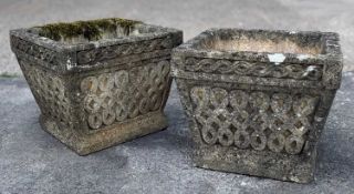 PAIR OF COTSWOLD STUDIO LTD SQUARE PLANTERS, lattice design, stamped U19, 34 (h) x 40cms² (2)
