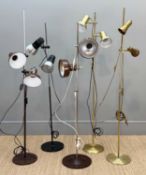 ASSORTED VINTAGE FLOOR LAMPS, three stamped Omi (both 'brass' lamps, larger brown shades), tallest