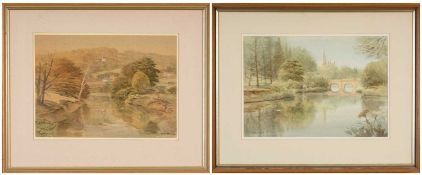 ARTHUR MILES, watercolour - 'Llandaff Bridge from Llysyalybont', signed and dated '71, 31 x