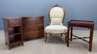ASSORTED OCCASIONAL FURNITURE including mid Victorian walnut nursing chair, sqauare side table and