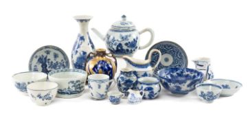 ASSORTED BLUE & WHITE CHINA, including 18th C. Chinese export teapot and cover, 18th C. Worcester,