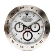 ROLEX-STYLE WALL CLOCK, modelled as an Oyster Perpetual Cosmograph Daytona watch, white dial,