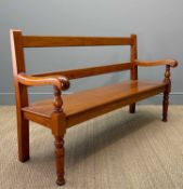 THREE-SEATER TEAK BENCH, 94 (h) x 153 (w) x 53cms (d) Provenance: private collection Cardiff