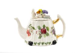 NOVELTY PORTMEIRION TEAPOT & COVER, limited edition (11/95), modelled as a table set for tea,