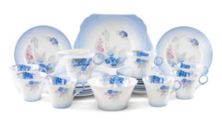 SHELLEY 'BLUE PHLOX' PART TEA SERVICE, pattern 12189, comprising twelve tea cups & saucers, twelve