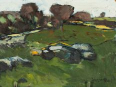 GWILYM PRICHARD (1931-2015) oil on panel - entitled verso, 'Ffordd i Gwredog', signed, dated verso