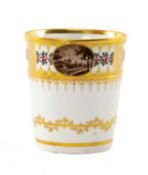 FLIGHT & BARR, WORCESTER PORCELAIN LEMONADE BEAKER of tapering cylindrical form, border painted with