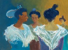 ‡ TOM NASH (1931-2013) acrylic on card - entitled verso, 'Etude, Benediction, St Aloi' on Attic