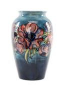 MOORCROFT POTTERY ANEMONE PATTERN VASE, ovoid form, impressed marks, signed with initials and with a