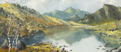 CHARLES WYATT WARREN oil on board - Snowdon from Lyn Nantlle, signed, titled verso with artist's