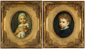 AFTER LOUIS-LEÓPOLD BOILLY oil on panel - Portrait of Gabrielle Arnault, as a child with cat,