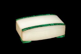 GEORGE VI ONYX, MALACHITE & SILVER GILT CIGARETTE BOX, London 1937, George Betjemann & Sons Ltd,