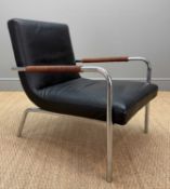DIDIER GOMEZ FOR LIGNE ROSET 'DESSAU' CHAIR, Bauhaus-style lounge chair, black leather upholstery,