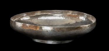 GEORGE VI SILVER PLANISHED BOWL, N.Cave, Birmingham 1939, of heavy gauge, circular on short foot