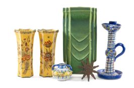 ASSORTED COLLECTABLE POTTERY, comprising Pilkington's Royal Lancastrian green-glazed Art Deco wall