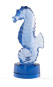LALIQUE CRYSTAL BLUE SEAHORSE, signed 'Lalique France' 10cms (h) Provenance: private collection Vale
