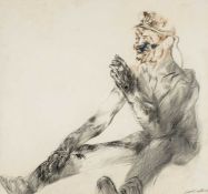 ‡ JACK CRABTREE (b. 1938) mixed media - entitled verso, 'Drawing of a Miner', signed and dated '