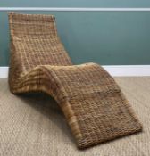 CARL ÖJERSTAM FOR IKEA VINTAGE 'KARLSKRONA' WOVEN WICKER RECLINING CHAIR, 86 (h) x 152 (d) x